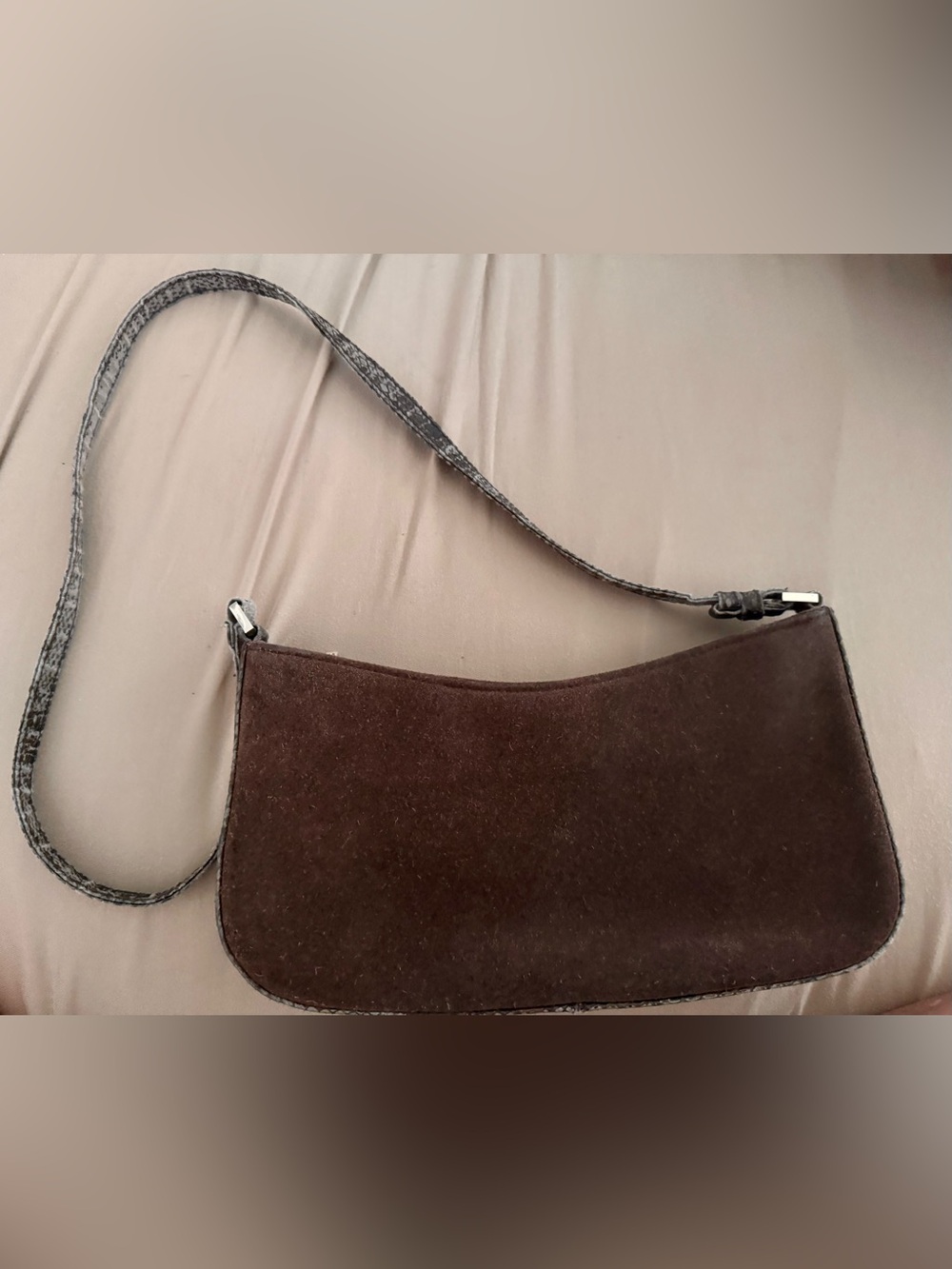 Express Dark Brown Suede Shoulder Bag